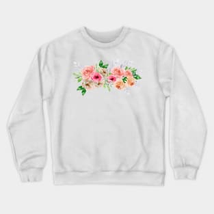 CLUSTER OF ROSES FLOWER BOUQUET WATERCOLOR ART Crewneck Sweatshirt